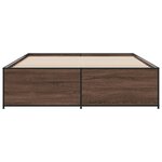 vidaXL Cadre de lit chêne marron 150x200 cm bois d'ingénierie et métal