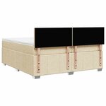 vidaXL Sommier à lattes de lit avec matelas Crème 200x200 cm Tissu