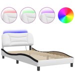 vidaXL Cadre de lit avec LED sans matelas blanc et noir 100x200 cm