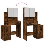 vidaXL Coiffeuse avec armoire chêne fumé 80x35x132 cm
