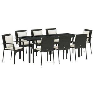 vidaXL Ensemble de salle à manger pour jardin 9 Pièces Noir polyrotin