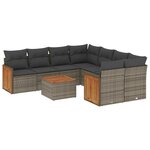 vidaXL Salon de jardin 9 Pièces avec coussins gris résine tressée