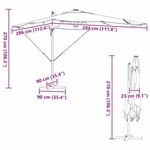 vidaXL Parasol Roma Rouge 286 x 285 x 270 cm Aluminium  Polyester