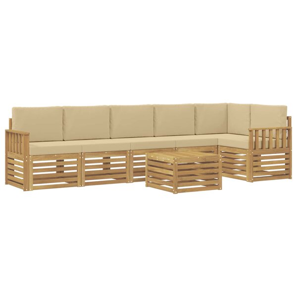 vidaXL Ensemble de canapés d'extérieur 7 Pièces Blanc et Beige