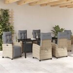 vidaXL Ensemble de salle à manger pour jardin 7 Pièces Beige polyrotin