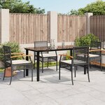 vidaXL Ensemble à manger de jardin coussins 5Pièces Noir Résine tressée