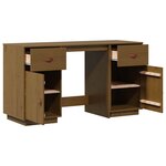 vidaXL Bureau avec armoires Marron miel 135x50x75cm Bois massif de pin