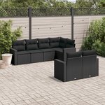 vidaXL Salon de jardin 7 Pièces avec coussins noir résine tressée