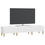 vidaXL Meuble TV Blanc brillant 147 x 34 5 x 30 cm Bois d'ingénierie