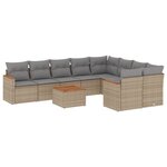 vidaXL Salon de jardin avec coussins 10 Pièces beige résine tressée