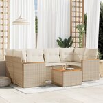 vidaXL Salon de jardin avec coussins 7 Pièces beige résine tressée