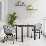 vidaXL Ensemble de salle à manger pour jardin 3 Pièces Gris Poly rotin