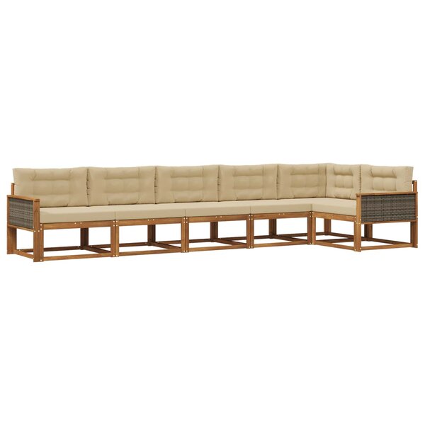 vidaXL Ensemble de canapés d'extérieur 6 pc Naturel et Beige