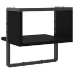 vidaXL Étagère murale avec barre noir 30x25x30 cm