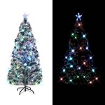 vidaXL Arbre de Noël pré-éclairé avec support 210 cm fibre optique
