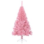 vidaXL Demi sapin de Noël artificiel avec support Rose 150 cm PVC