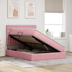vidaXL Lit de rangement LED avec matelas Rose 140 x 200 cm Velours