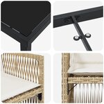 Ensemble de salle à manger de jardin 5 pièces avec coussins en rattan poly beige