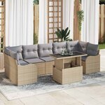 vidaXL Ensemble de canapé de jardin 8 Pièces Beige Poly rotin