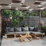 vidaXL Salon de jardin 6 Pièces avec coussin Bois d'acacia solide