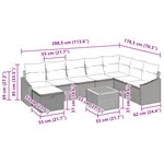 vidaXL Ensemble de salon de jardin de 9 pièces avec coussins Noir Poly Rattan