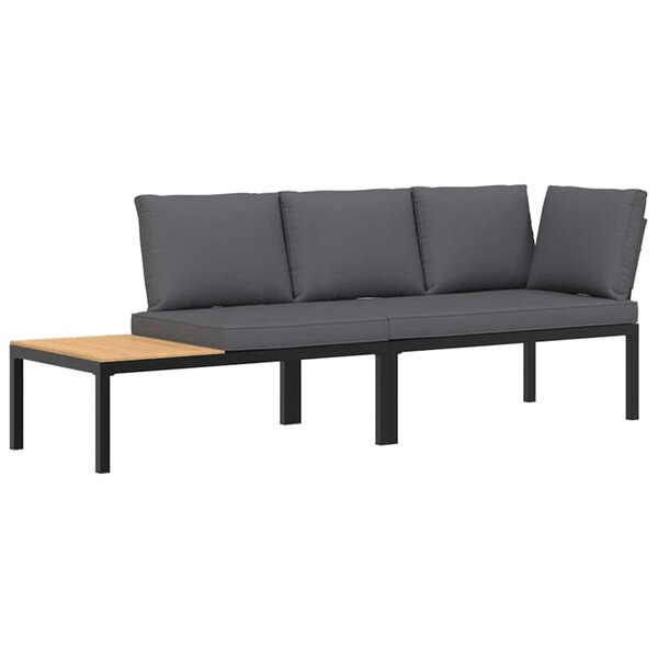 vidaXL Salon de jardin 2 Pièces avec coussins noir aluminium