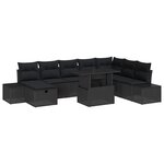 vidaXL Ensemble de canapé de jardin 11 Pièces Noir Poly rotin