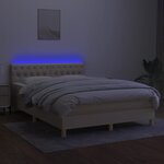 vidaXL Sommier à lattes de lit avec matelas LED Crème 140x200 cm Tissu