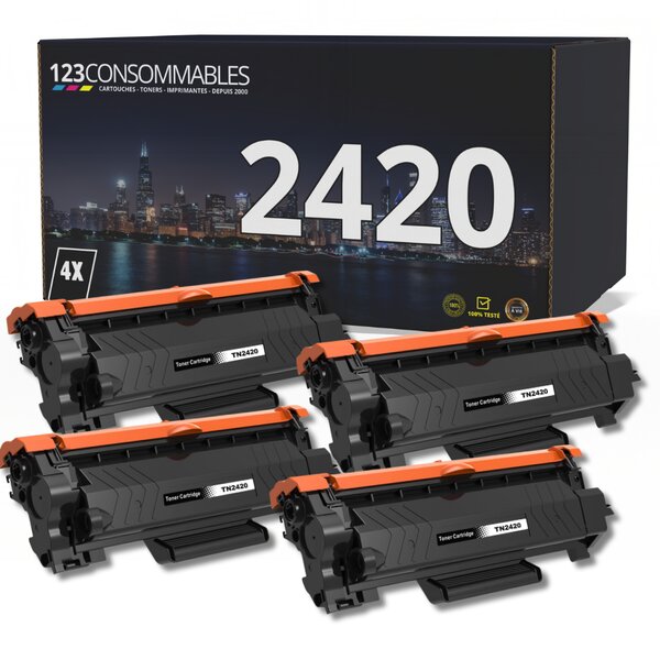 TN2420 - Pack 4 toners compatibles Brother HL-L2350DW MFC-L2710DW