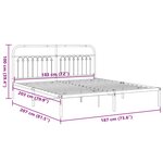 vidaXL Cadre de lit métal sans matelas avec tête de lit noir 183x203cm