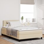 vidaXL Lit box spring avec matelas crème 120x200 cm Tissu