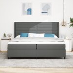 Lit box spring vidaXL avec matelas gris foncé 200x200 cm en tissu
