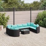 vidaXL Salon de jardin 10 Pièces avec coussins noir résine tressée
