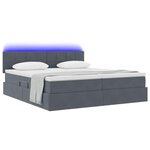 vidaXL Lit de rangement LED avec matelas Gris foncé 200 x 200 cm