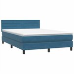 vidaXL Sommier à lattes de lit et matelas et LED bleu foncé 160x210cm velours
