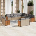 vidaXL Salon de jardin avec coussins 13 Pièces beige résine tressée