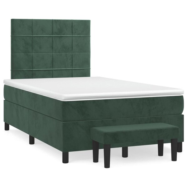 vidaXL Sommier à lattes de lit et matelas Vert foncé 120x200cm Velours