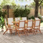 vidaXL Ensemble à manger de jardin 9Pièces bois d'acacia solide textilène