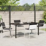 vidaXL Ensemble de salle à manger de jardin 5 pièces avec coussins en Textilène blanc et acier