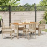 vidaXL Ensemble de salle à manger de jardin 5 pièces avec coussins beige en poly rotin