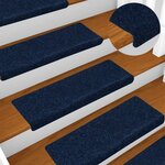 vidaXL Tapis d'escalier 15 Pièces Tissu aiguilleté 65x21x4 cm Bleu