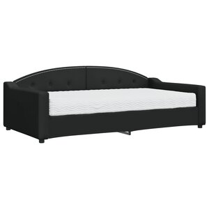 vidaXL Lit de jour avec matelas noir 100x200 cm tissu