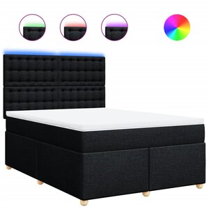 vidaXL Sommier à lattes de lit avec matelas Noir 160x200 cm Tissu