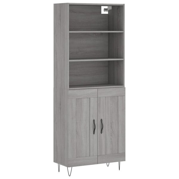 vidaXL Buffet haut Sonoma gris 69 5x34x180 cm Bois d'ingénierie