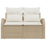 vidaXL Canapé de jardin 2 places avec coussins en poly rattan beige