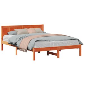vidaXL Cadre de lit Marron 140 x 200 cm Bois de pin massif