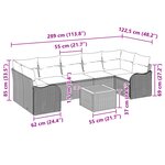 Ensemble de canapé de jardin de 8 pièces avec coussins en poly rattan noir et acacia
