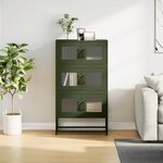vidaXL Buffet haut vert olive 68x39x123 cm acier