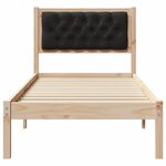 vidaXL Cadre de lit avec tête de lit Noir 75 x 190 cm Pin massif