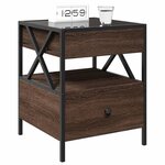 vidaXL Table de chevet avec LED infini chêne marron 40x40x51 cm